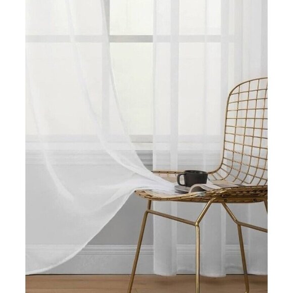 2 Piece Sheer Panels Voile White Curtains 54 X 90 inches Elegant Classic Drapes - Picture 5 of 8